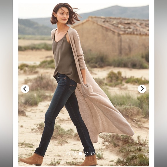 Garnet Hill Gray 100% Cashmere Easy Duster Cardigan Sweater Sz S - Picture 3 of 16